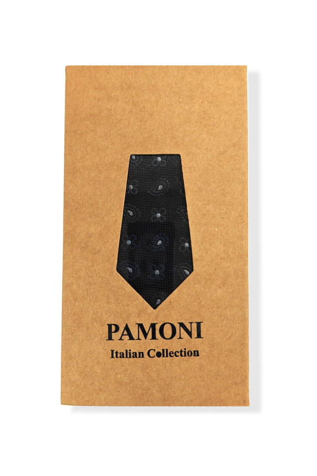 Black Geometric Tie & Pocket Square Set