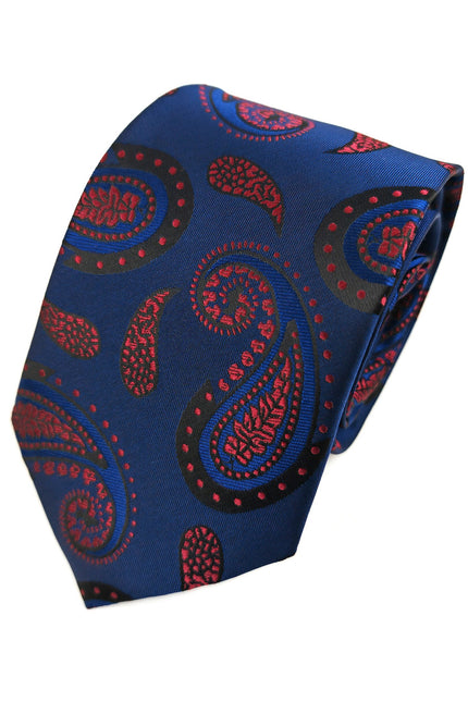 Blue Burgundy Paisley Tie & Pocket Square Set
