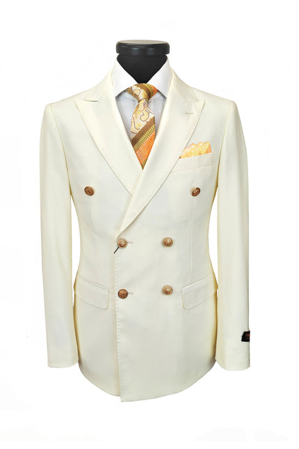 Ivory Double Breasted Suit with Gold Button
