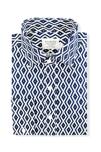 Navy Diamond Chevron Print Shirt