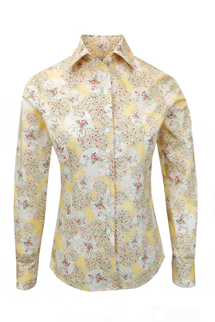 Yellow Red Floral Print Shirt