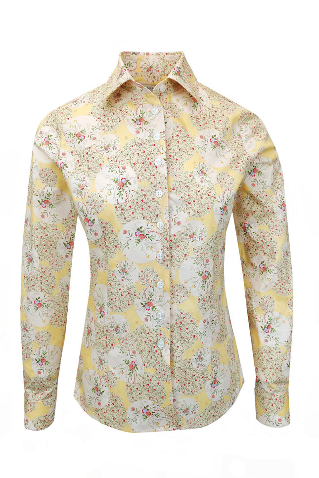 Yellow Red Floral Print Shirt