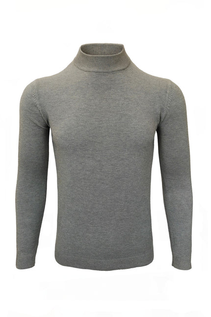 Grey High Neck Slim Fit Jumper