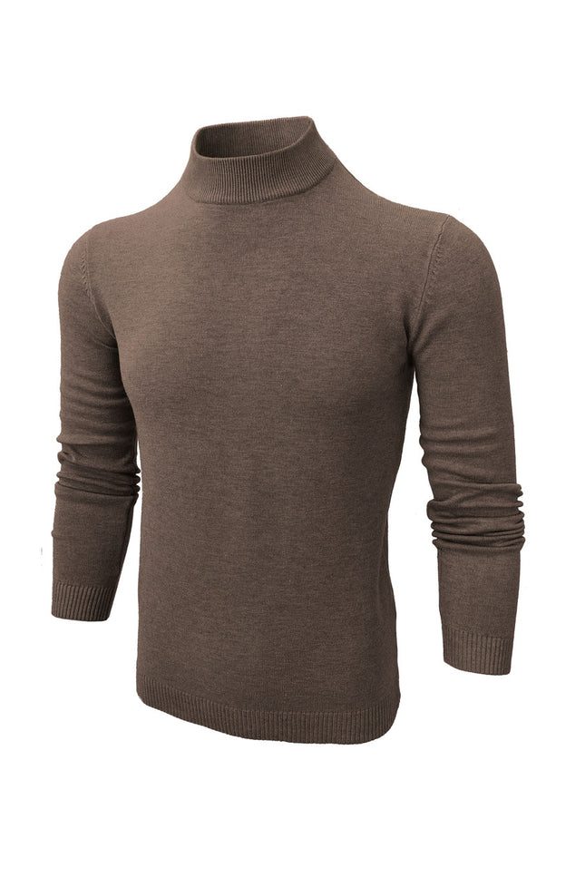Brown High Neck Slim Fit Jumper