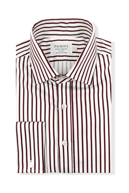 Men's Slim Fit Red & White Striped Shirt