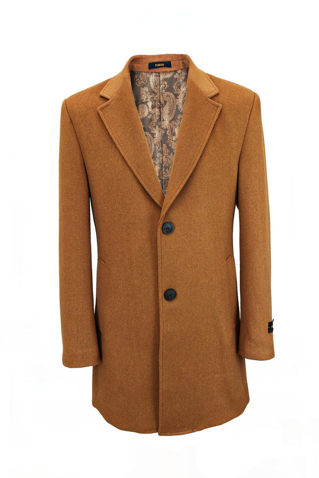 Men's Camel Mid-Length Overcoat