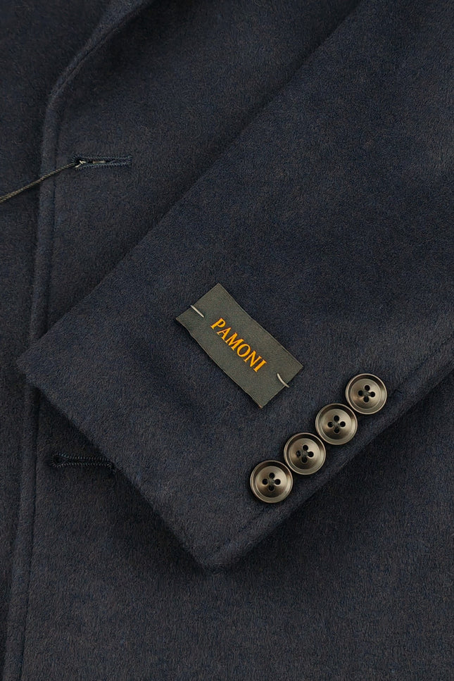 Men's Navy Double Breasted Long Overcoat
