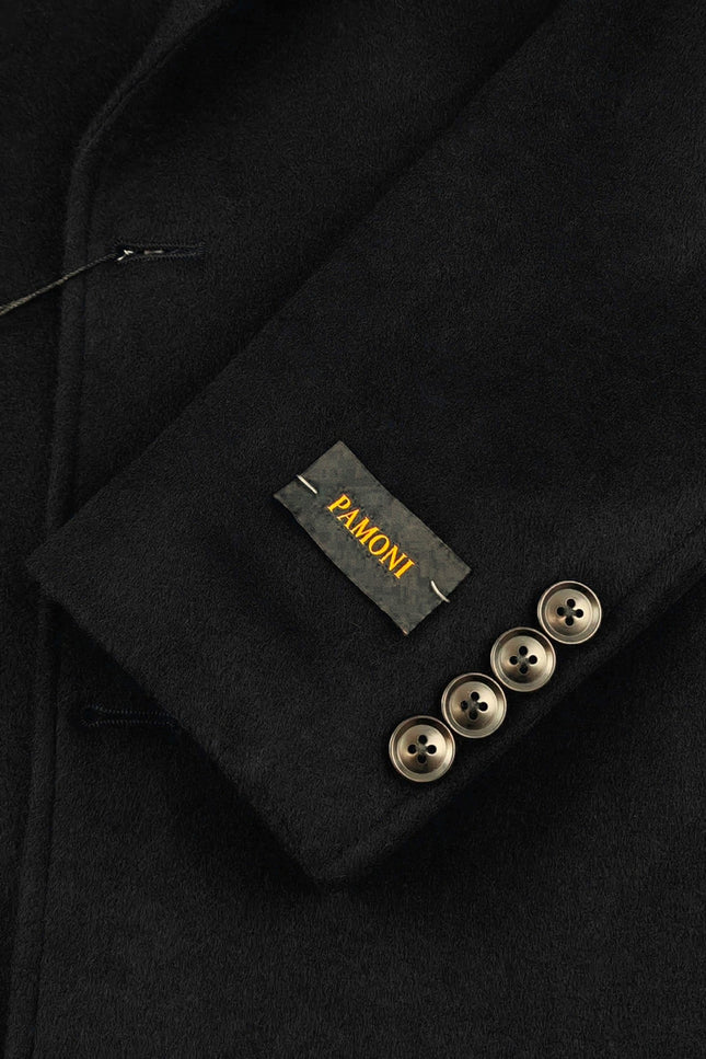 Men's Black Double Breasted Long Overcoat