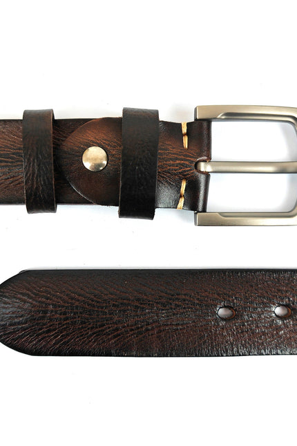 Classic Men's Dark Brown Genuine Leather Belt