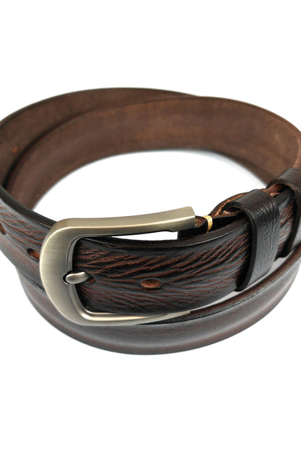 Classic Men's Dark Brown Genuine Leather Belt