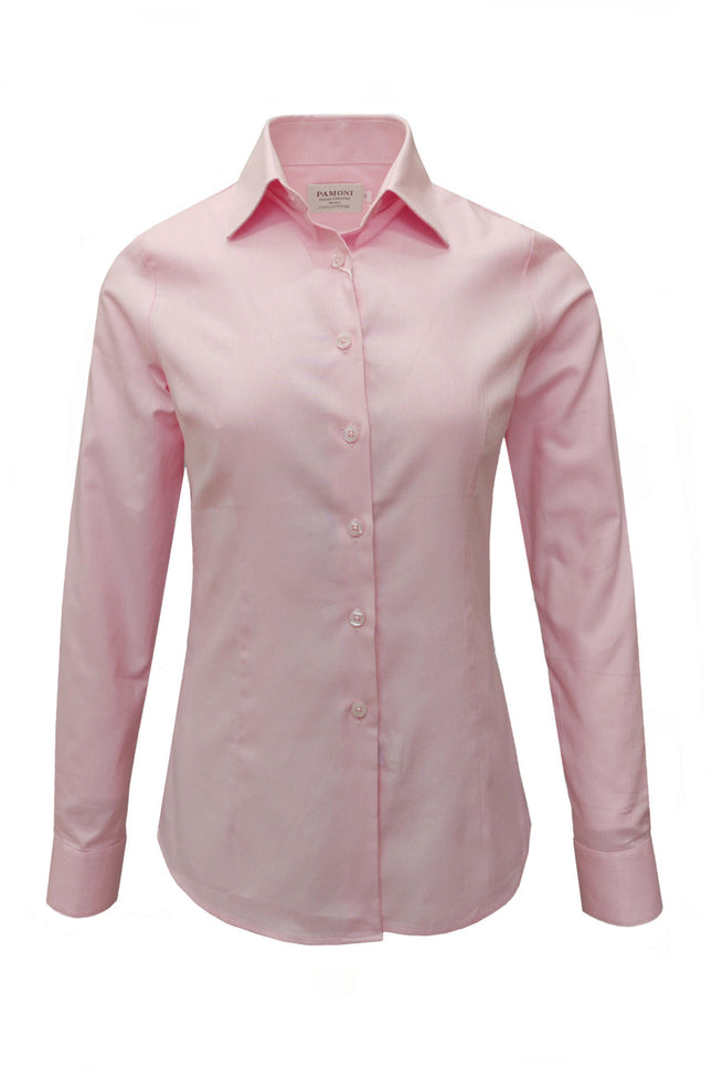 Women's Fitted Pink Oxford Shirt