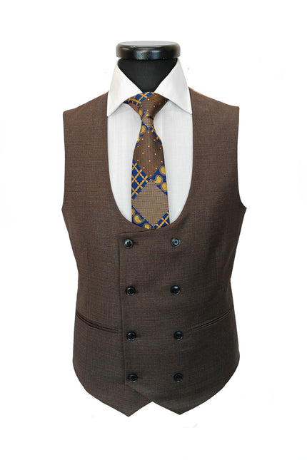 Brown 3-Piece Wool Blend Suit