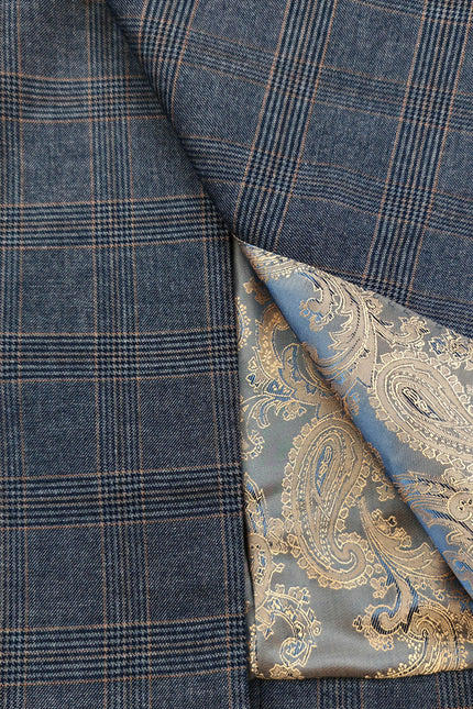 Charcoal Blue Glen Check Double-Breasted Suit