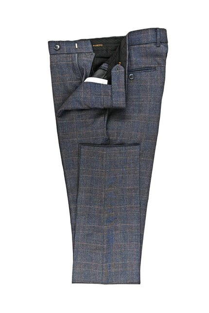 Charcoal Blue Glen Check Double-Breasted Suit