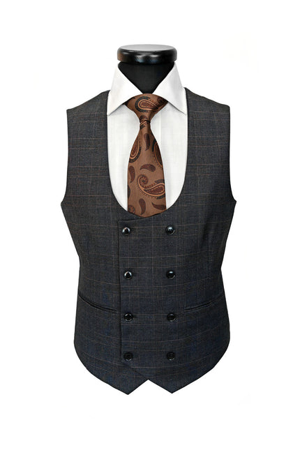 Men's Grey Prince Of Wales Check 3-Piece Suit