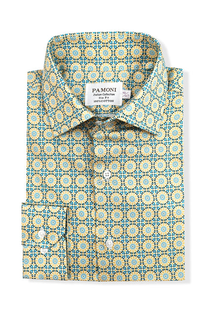 Men’s Geometric Pattern Slim Fit Cotton Shirt