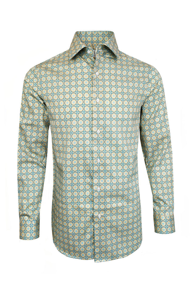 Men’s Geometric Pattern Slim Fit Cotton Shirt