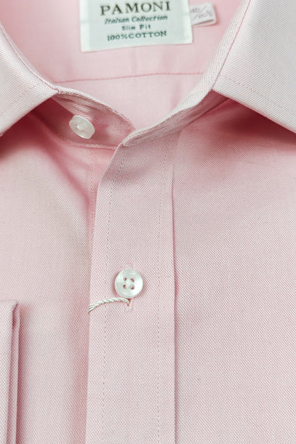 Chemise Oxford rose pour homme, coupe ajustée