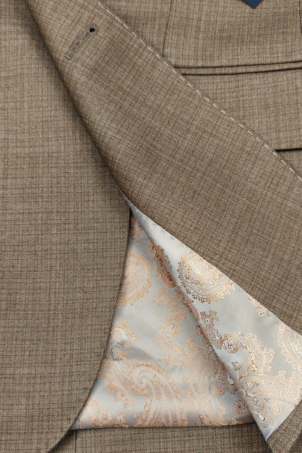 Men’s Slim Fit 3-Piece Wool-Blend Suit – Light Brown