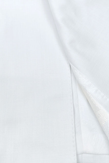 Men’s Slim Fit White Double-Breasted Wool-Blend Suit with Gold Buttons