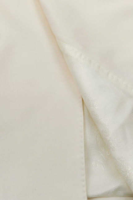 Men’s Slim Fit Cream Double-Breasted Wool-Blend Suit with Gold Buttons