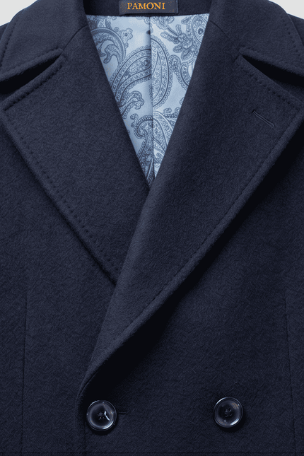Classic Double-Breasted Wool Blend Overcoat