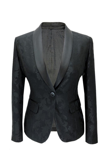 Black Floral Trousers Suit Jacket