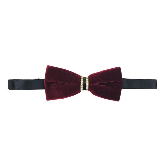 Burgundy slim velvet bow tie