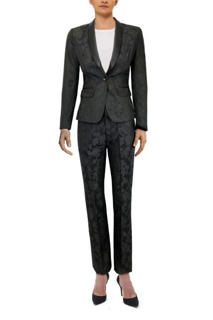Black Floral Trousers Suit