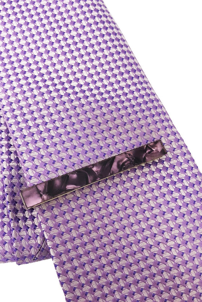 Purple Marble Effect Tie Clip