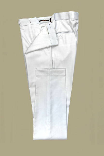 Men’s Slim Fit White Double-Breasted Wool-Blend Suit with Gold Buttons