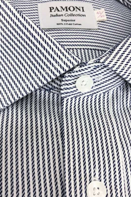 Navy Rope Stripe Slim Fit Shirt Men's Shirt