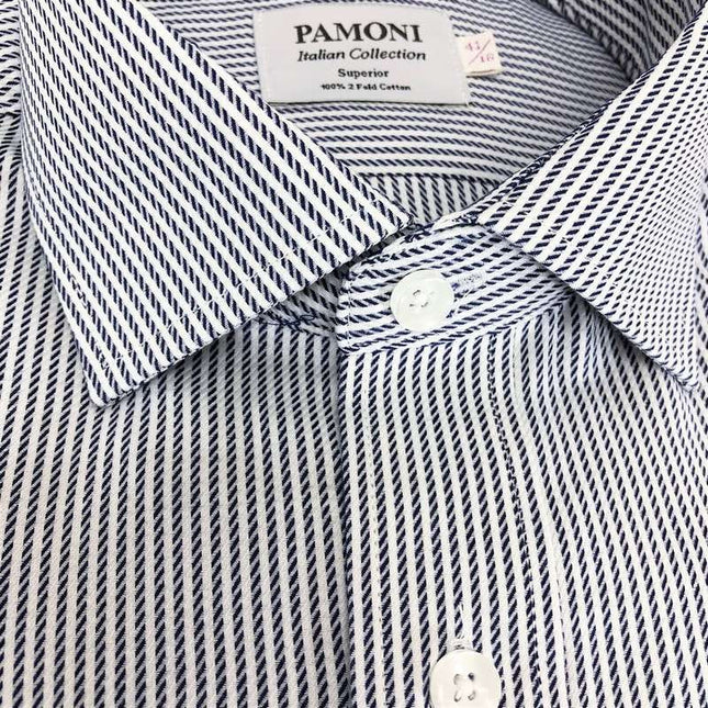 Navy Rope Stripe Slim Fit Shirt Men's Shirt