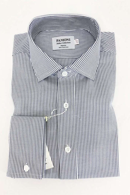 Navy Rope Stripe Slim Fit Shirt Men's Shirt