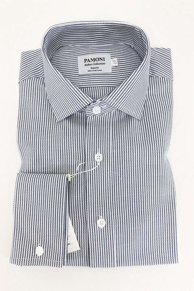 Navy Rope Stripe Slim Fit Shirt Men's Shirt