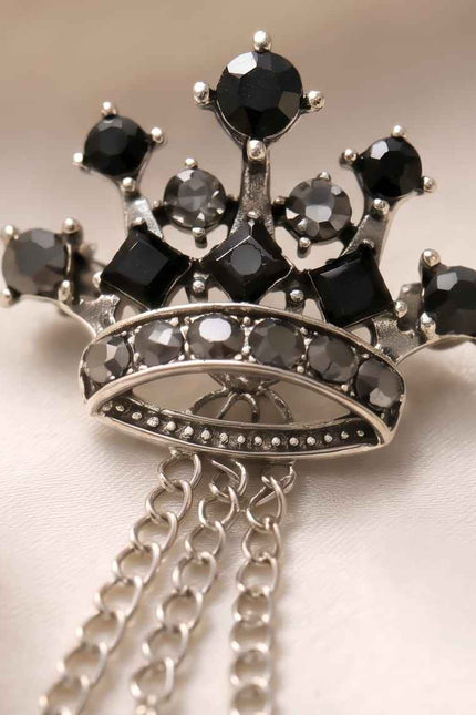 Midnight Crown & Wing Chain Lapel Pin