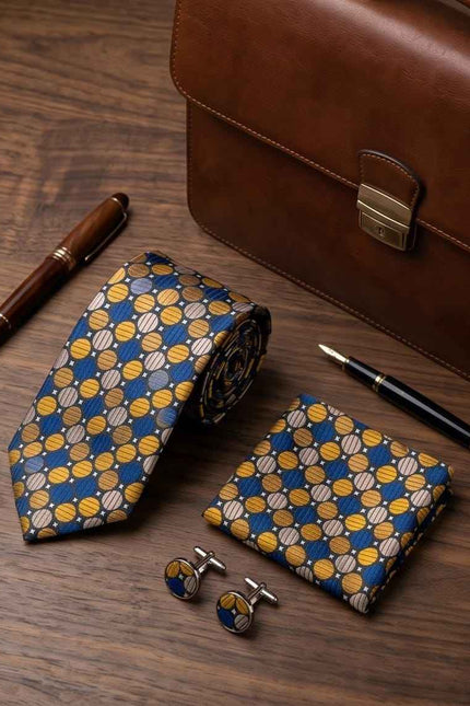 Geometric Circles Tie & Cufflink Set