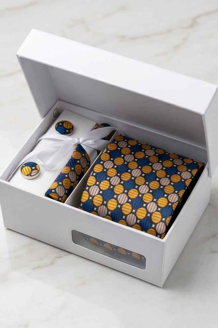 Geometric Circles Tie & Cufflink Set