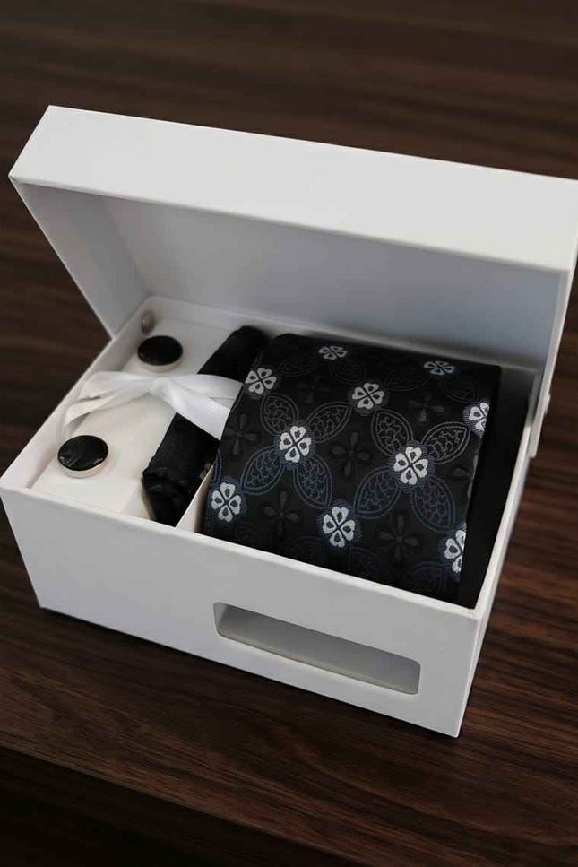 The "Midnight Bloom" Tie & Cufflink Set
