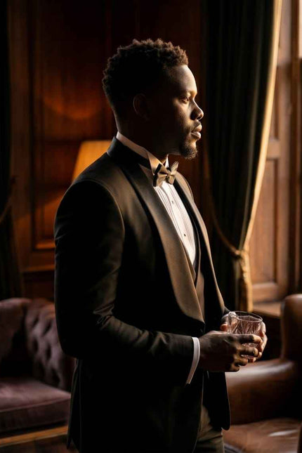 Classic Black Shawl Collar Tuxedo with Double-Breasted Vest