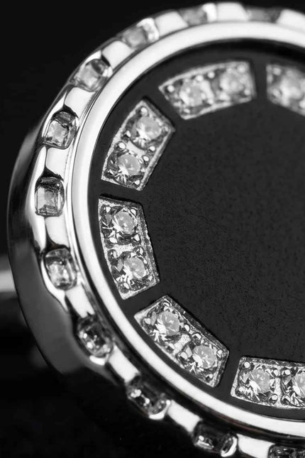 Luxe Black Dial & Crystal Embellished Cufflinks