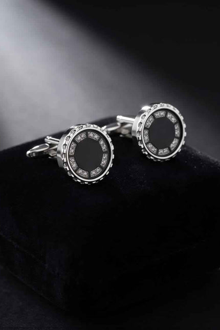 Luxe Black Dial & Crystal Embellished Cufflinks
