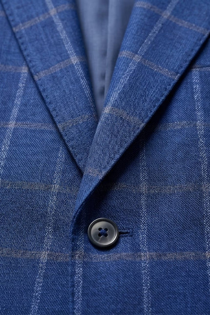 Royal Blue Windowpane Check Blazer