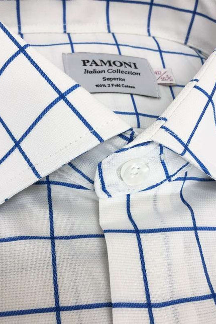 White Blue Check Slim Fit Shirt Men's Shirt