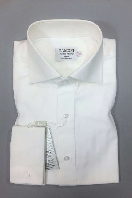 White Herringbone Slim Fit Shirt Men's Shirt