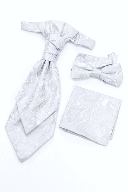 Silver paisley waistcoat & cravat set
