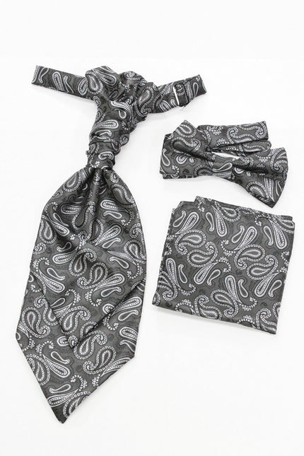 Dark grey paisley waistcoat & cravat set