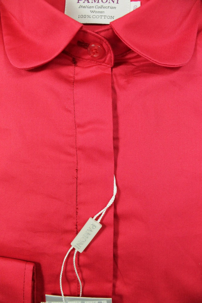 Chemise rouge cintrée à col arrondi
