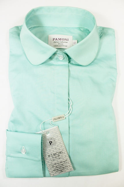 Mint Curved Collar Fitted Shirt