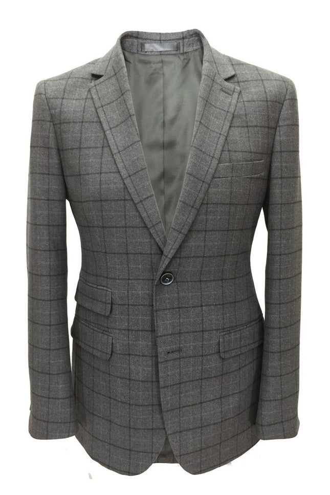 Grey Check Tweed Blazer - Pamoni